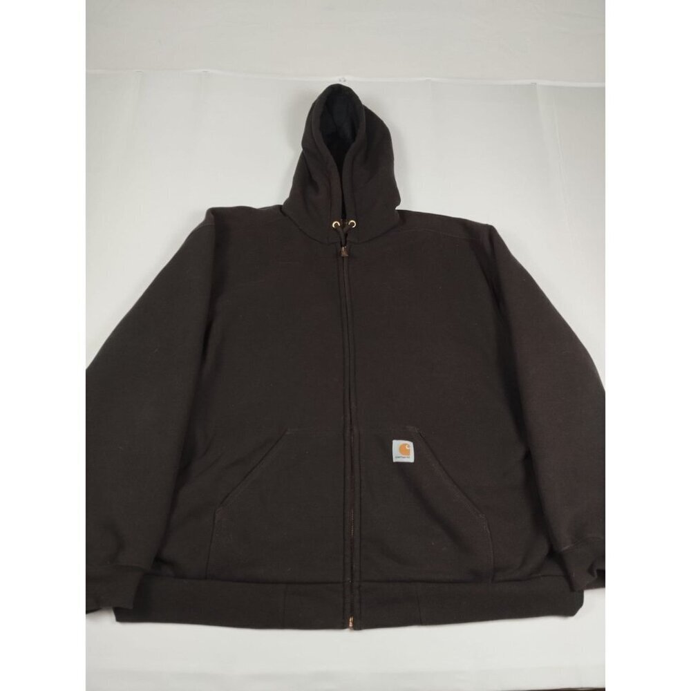 Carhartt Men 2XL Brown Rain Defender Relaxed Fit Full Zip Hooded Sweatshirt